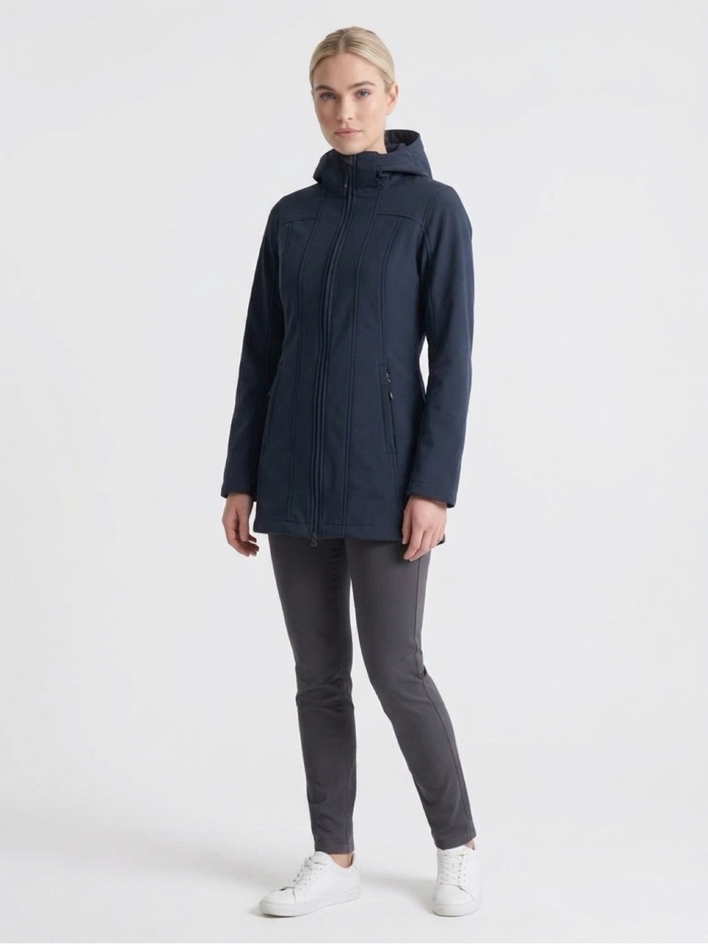 Women's Firefly Hooded Trench Coat - Navy